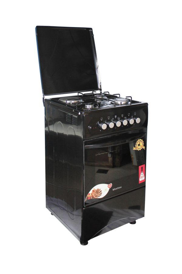 Blueflame Cooker C5031E–B 50x50cm 3gas burners and 1 electric plate, black in color