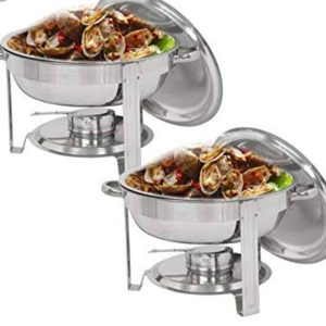 Stainless Steel Round Chafing Dish Roll Top Food Buffet Warmer