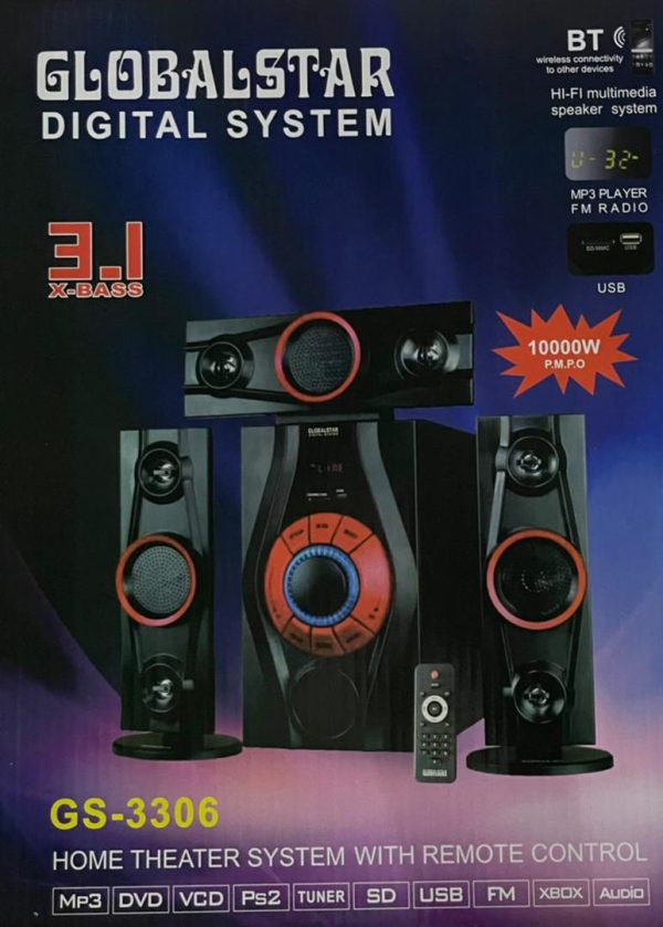 GlobalStar GS-3305 Home Speaker System 3.1 Channel Hifi Enabled