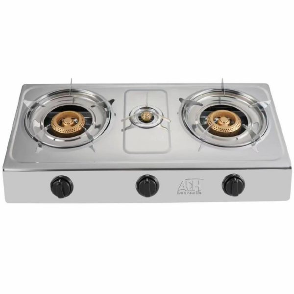 ADH 3 Burner Gas Stove Stainless Steel – Silver.