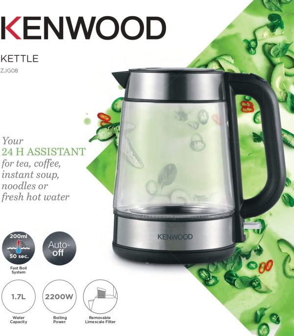 Kenwood Electric Glass Kettle 1.7L Cordless