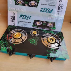 Pixel Triple Gas Stove Glass Automatic Ignition