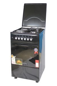 Blueflame Cooker C5022E – B 50x50cm 2 electric plates and 2 gas burners with electric oven black in color